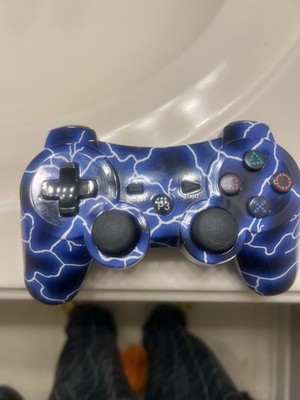 Wireless Ergonomic Controller Blue Lightning Design for Sony PlayStation 3