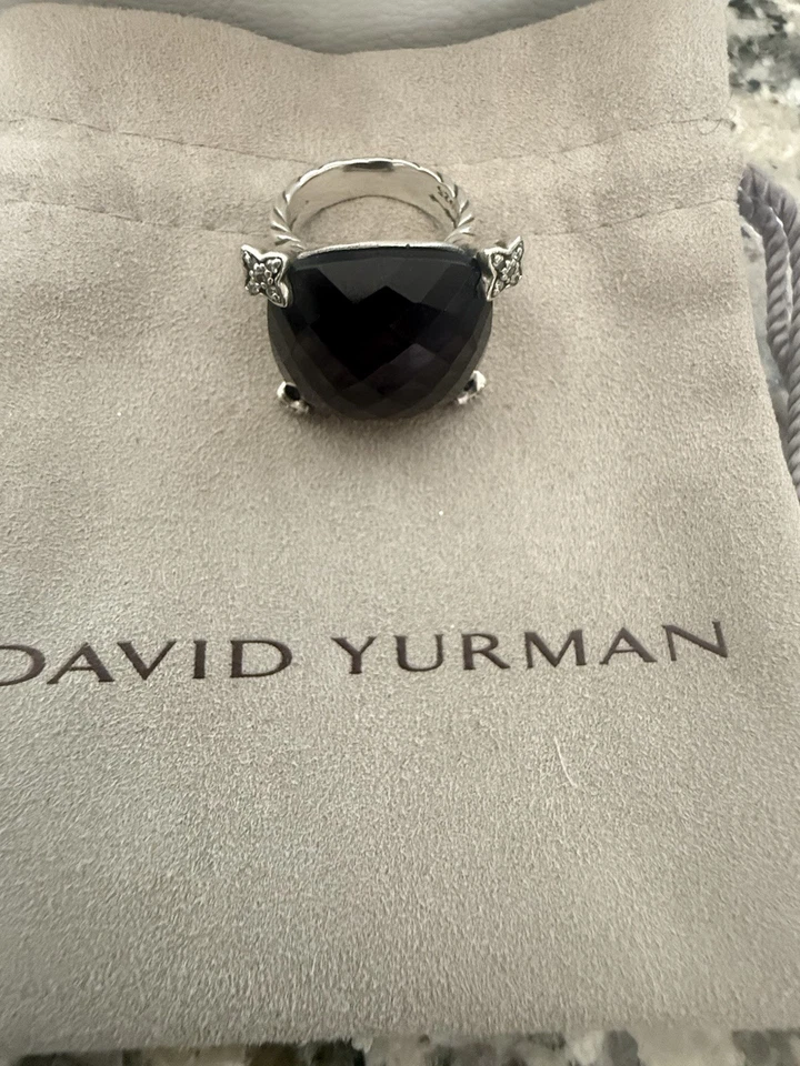 Anillo DAVID YURMAN 15x15mm Amatista Cojín En Punta Diamante Talla 6.5 Foto 2 de 4