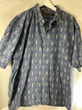 Tori Richard Hawaiian Shirt Men XL Blue Cotton Lawn Made in Hawaii Free Shipping