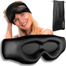 MyHalos 3D Mulberry Silk Sleep Mask for Women  Men with Cups, Blackout - Silk E