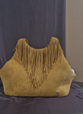 Borsa per cani fino a 5 kg in tessuto scamosciato con maxi frangia. FERRIBIELLA