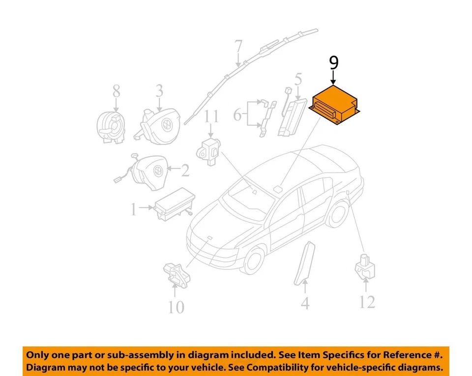 Volkswagen Passat 2006 2007 airbag airbag unidad de módulo de control OEM Foto 4 de 4