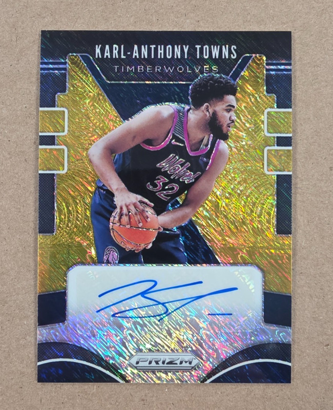 2019-20 Prizm Basketball Karl-Anthony Towns Gold Shimmer /10 Auto Card #SG-KAT