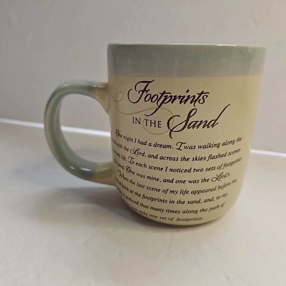 Footprints In The Sand Mug Abbey Press Coffee Cup 18 Ounce 4.25" Tall 3.25" Wide Foto 3 de 4