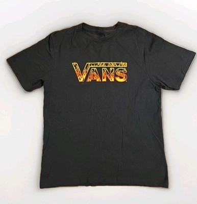 Vans Unisex Size XL Black Flame Logo Graphic TShirt Fits Like A Medium
