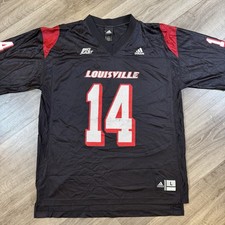 Adidas Louisville Cardinals 14 Men's Jersey Size Large Black Red Big East NCAA