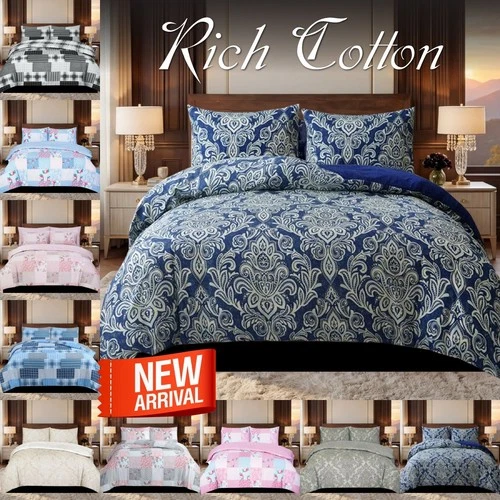Duvet Quilt Cover Floral Bedding Set With Pillow Cases Single Double King Size