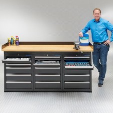 Datona  Werkbank PRO 200 cm + Bambus Arbeitsplatte 18 Schubladen 3