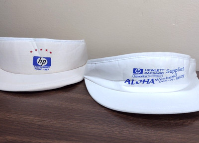 Hewlett Packard HP Visor Hat Lot of 2 Anniversary Picnic 1987 Vintage