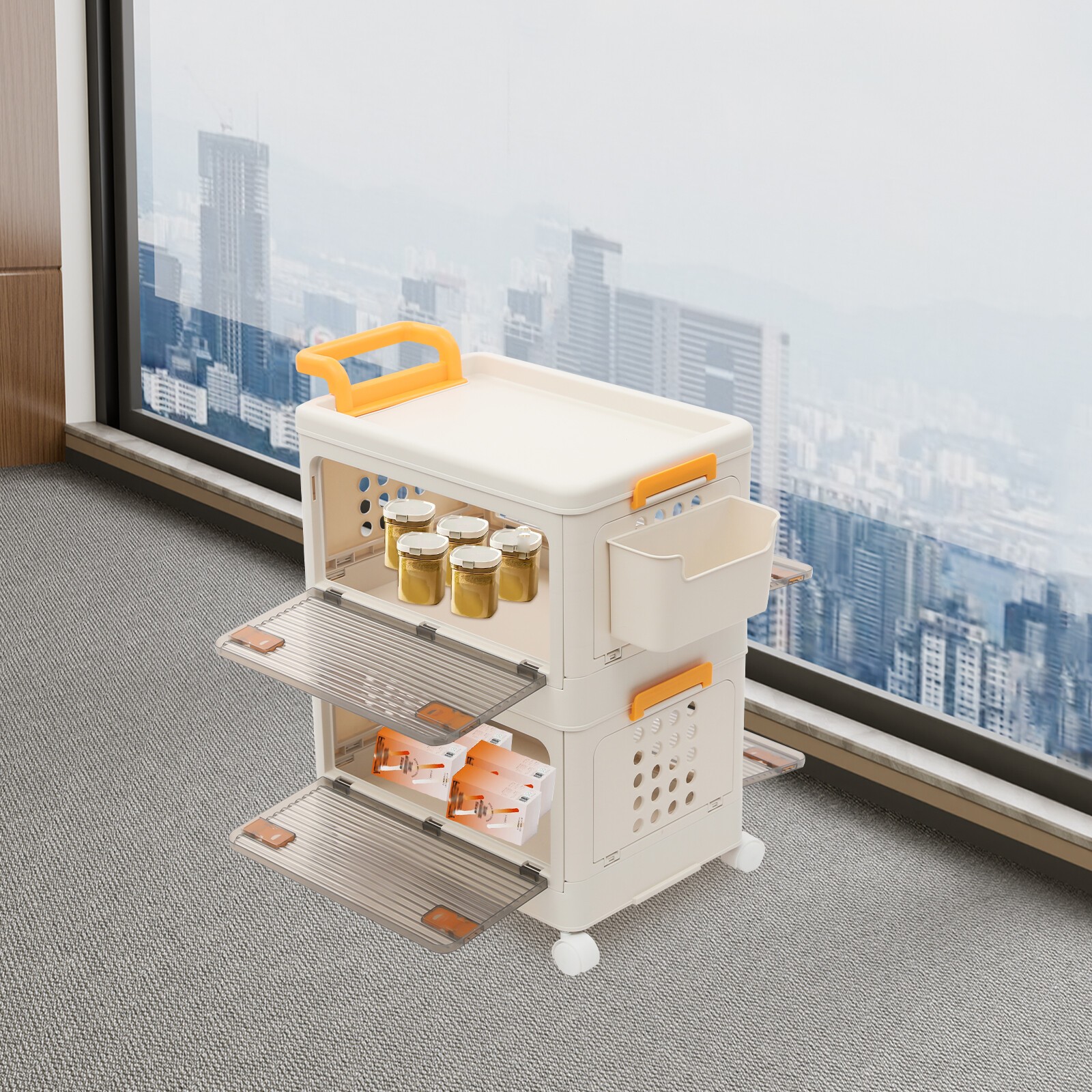 2-Tier Foldable Storage Cabinet - Portable & Space-Saving Storage Bins