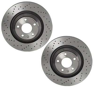 Brembo Xtra Pair Set of 2 Rear Drilled Coated Disc Brake Rotors For A6 Quattro