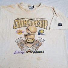 Vintage 2000 NBA Finals T Shirt Mens Large Lakers Pacers Champions Kobe Shaq