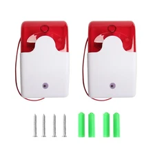 2 Pack 12V Mini Wired Sound Alarm Strobe Light Siren Home Security System