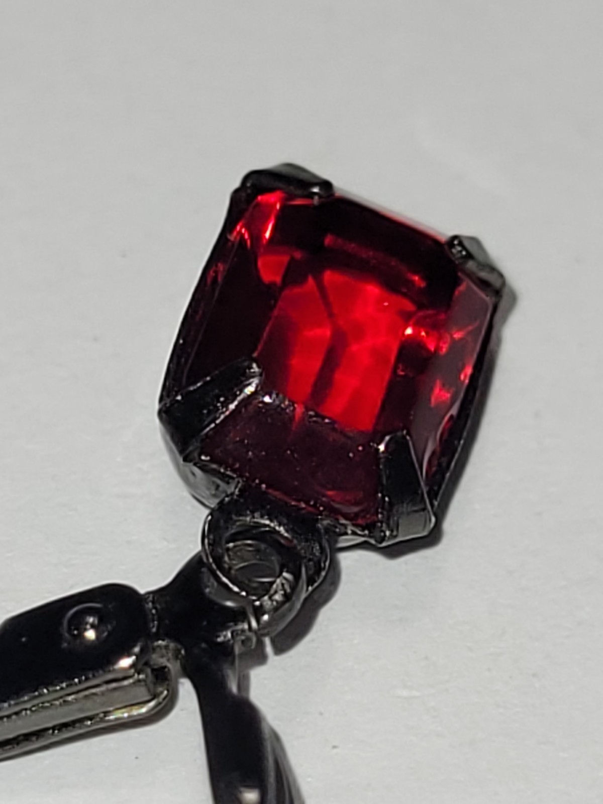 Vintage Style Ruby Red Rectangle Crystal Dangle F… - image 5
