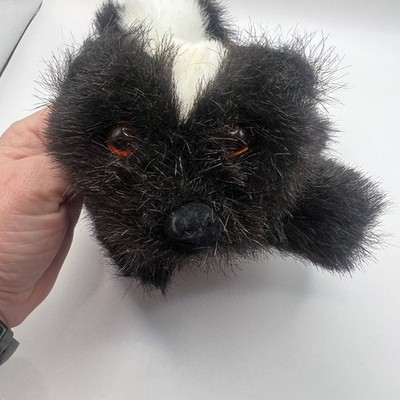 Vintage Folkmanis Furry Folk Skunk Hand Puppet Plush Made in USA Black White Sku