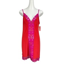Josie Natori Chemise Night Gown Red Pink Lace Sleepwear Slip Women's XL NWT