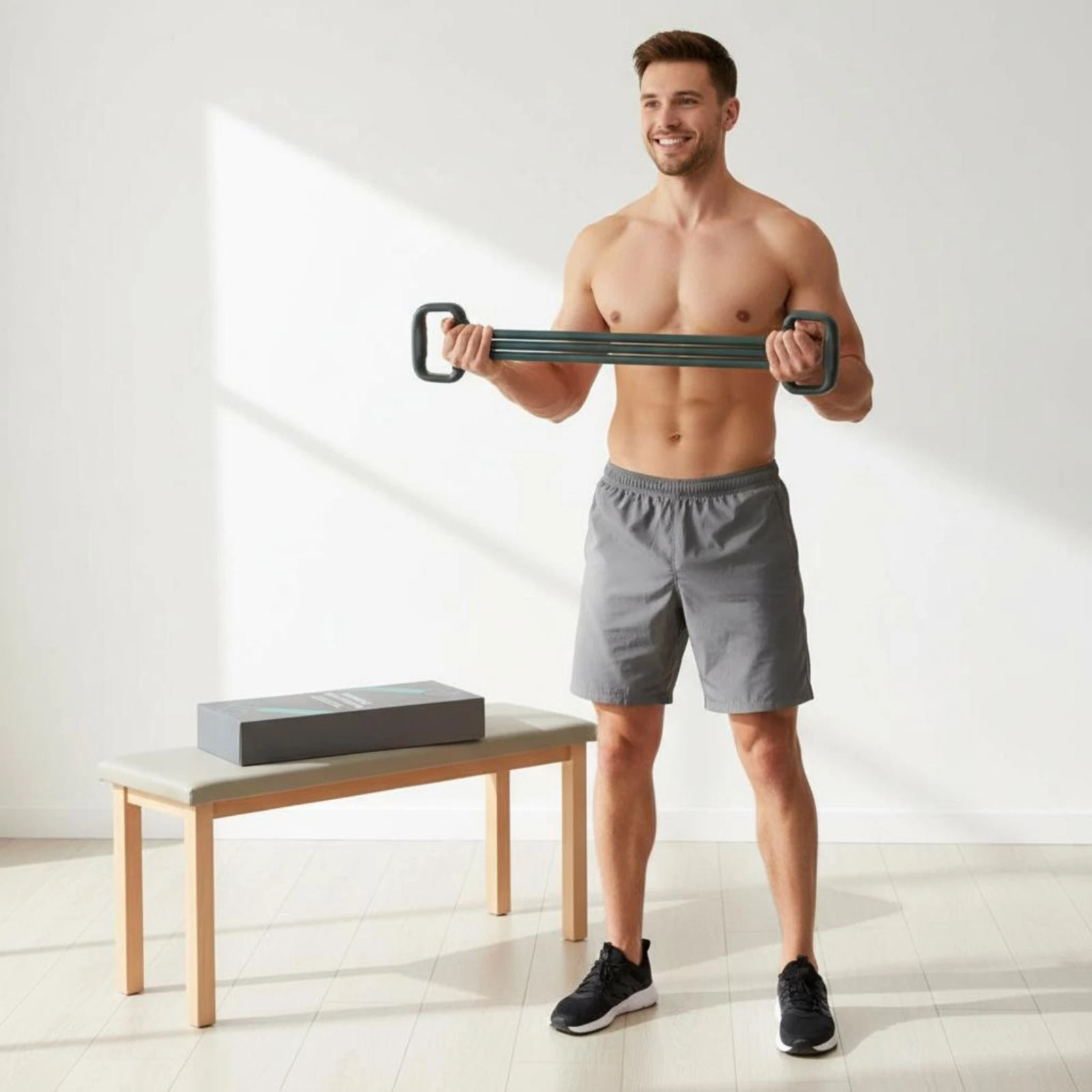 Adjustable Chest Expander Anti-Slip Handles Multi-Tube Resistance Band for Men