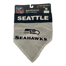 NFL Seahawks Reversible Dog Bandana with Embroidered Team Name & Logo Size L/XL
