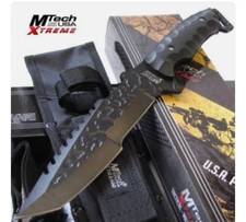  Mtech Xtreme Tactical Tanto Fixed Blade Knife Black With Nylon Sheath 12"
