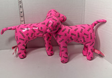 Victoria  s Secret VS Pink Collector Dog Plush Vinyl Stuffed Large 11  x 9  lot 2