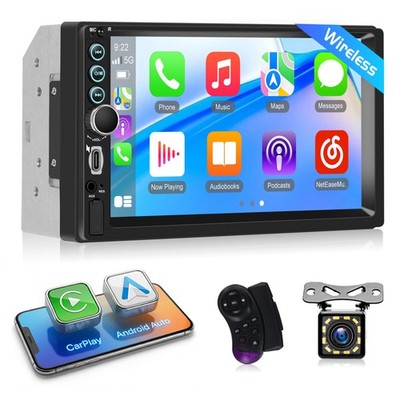 7  2 DIN Touch Screen Radio Wireless Carplay Android Auto SWC Bluetooth +Kamera