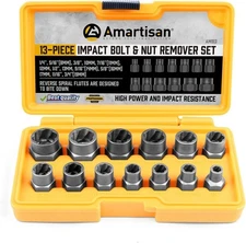 Amartisan Impact Bolt Extractor Tool, 13PC Bolt Nut Removal Extractor Socket Too