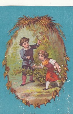 King's Quick Rising Flour King & Lamb Chicago Boy Girl Forest Vict Card c1880s