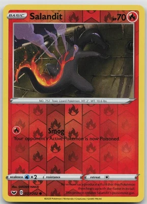 Salandit Reverse Holo Common SWSH01: Sword & Shield Base Set 027/202 NM - Image 1 of 3