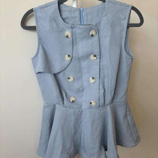 Women's Blue Pleated Dress Top and Shorts set in size S