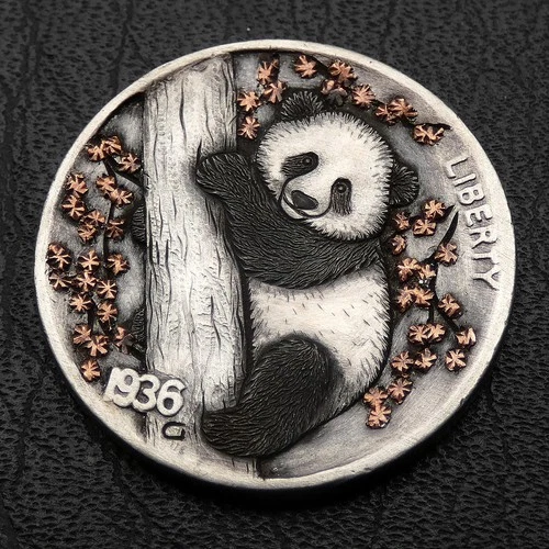 hobo nickel baby banda "No Rush Today" hand engraved animal art buffalo coin