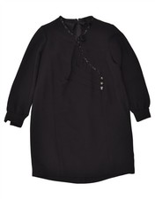 VINTAGE Womens Long Sleeve Shift Dress UK 16 Large Black AU41