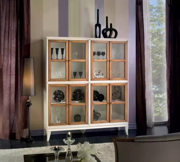 Vitrine SchräNke Vitrinen Holz Luxus Wohnzimmer MöBel Weiß Schrank Neu-image