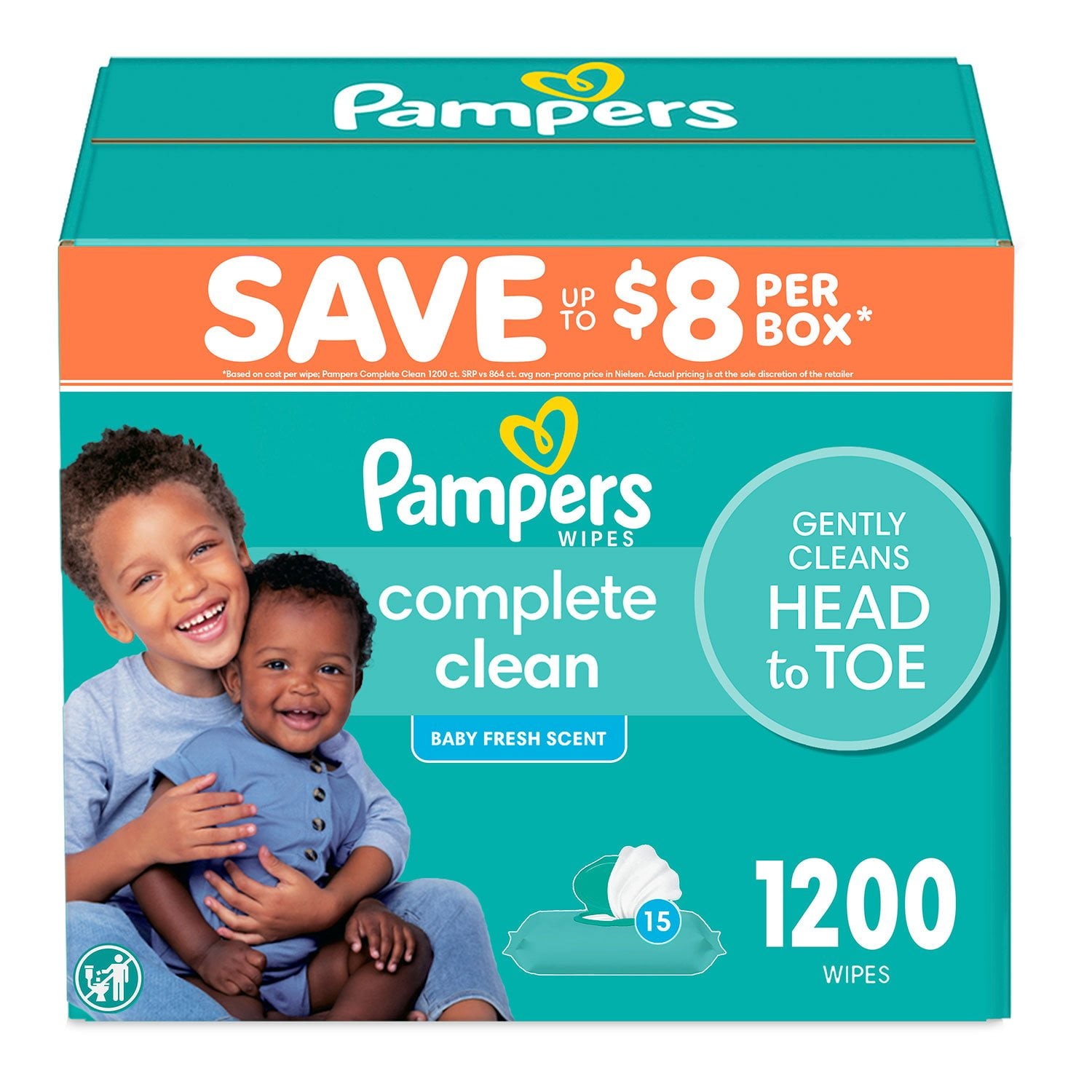Pampers Complete Clean Baby Wipes 1200 Count | 15 Packs | Baby Fresh Scent | Hyp