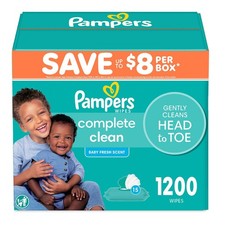 Pampers Complete Clean Baby Wipes 1200 Count  15 Packs  Baby Fresh Scent  Hyp