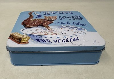 Sammlerstück La Savonnerie De Nyons Savon leere Blechdose Katze Kätzchen (K1R) Luc Mazan Kunst