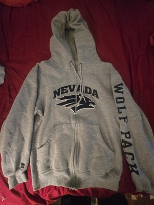 Nevada Wolf Pack Gray Full Zip Hooded Sweatshirt Hoodie