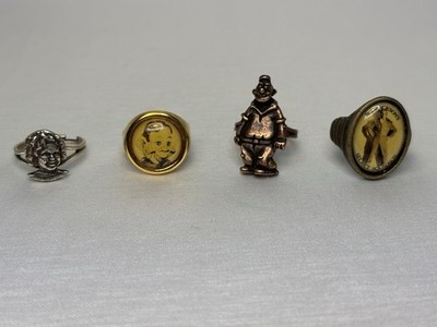 Lot Of 4 1960 s Bubblegum Machine Rings Howdy Doody Shirley Temple Wimpy Etc
