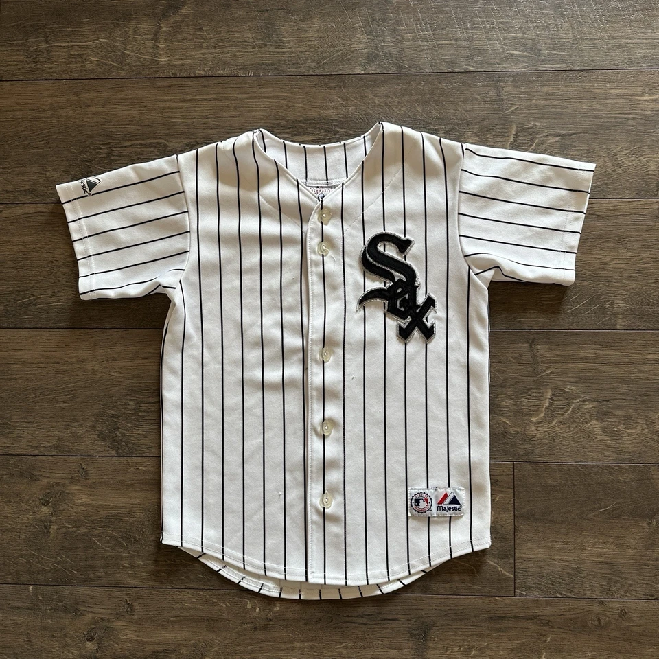 Camiseta a rayas vintage Majestic MLB Chicago White Sox Paul Konerko # 14 Foto 2 de 4