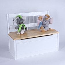 Spielzeugtruhe Sitztruhe Truhenbank weiß Sitzbank 60cm Kinderbank Holzbank