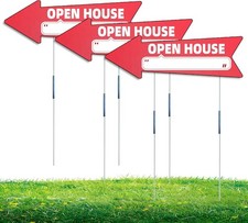 Open House Red Double - Sided Yard Sign with 16 inches x 5 inches,