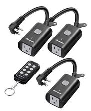  Outdoor Remote Control Outlet, 15A Wireless Remote Control 1 Remote + 3 Outlet