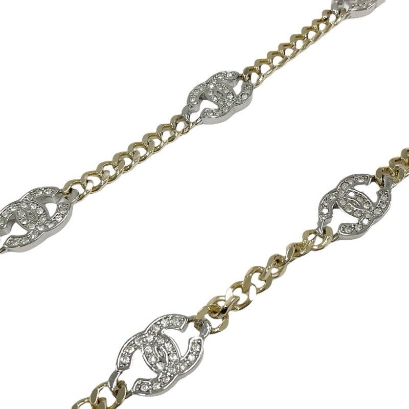 CHANEL CC Logos Rhinestone Chain Necklace 35 CHANEL CC Logos Rhinestone Chain Necklace 35