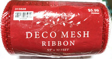 Hobby Lobby RED Deco Mesh Ribbon 5.5" Wide x 30 ft Long 1 roll 