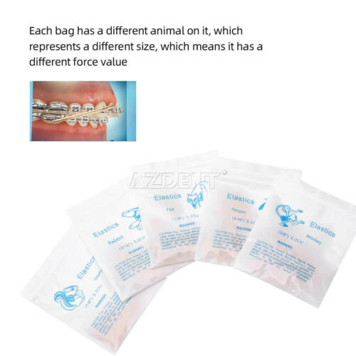 USA Dental Orthodontic Elastic Rubber Bands Latex Braces 3.5/5.0/6.5 OZ Zoo Pack - Picture 7 of 28