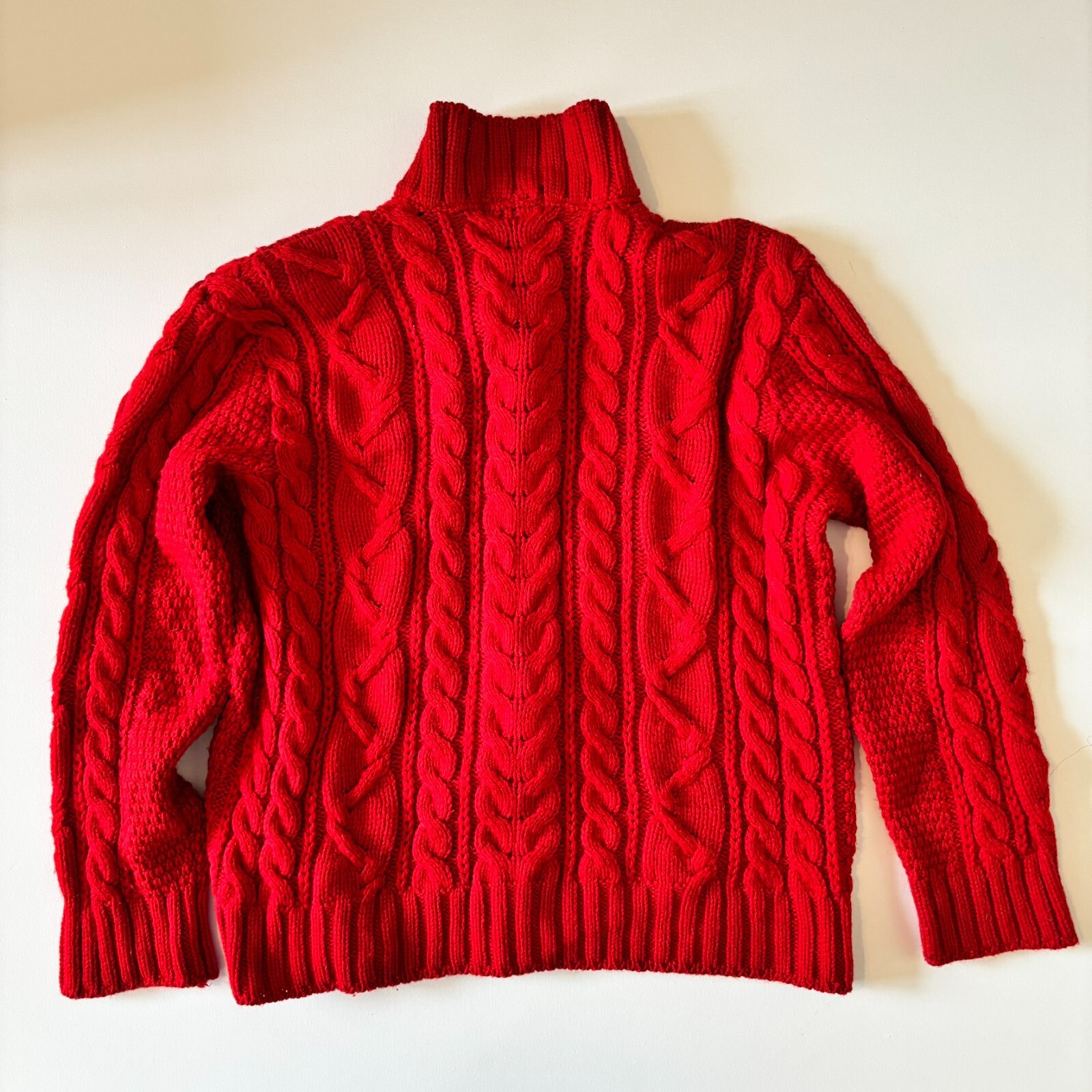 Vintage Peregrine Wool Sweater Cardigan Cable Knit Red Medium Missing 1 Button