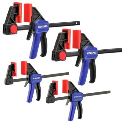 Workpro 4 Stück Klemmen für Holzbearbeitung, 6 Zoll x2 & 4,5 Zoll x2, Einhand