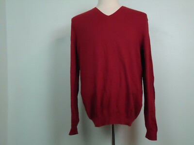 Celio Peters1 Men s Red Sweater Jumper V - Neck Cotton Blend Size L