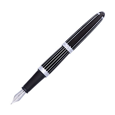 Diplomat Aero Fountain Pen in Stripes Black - Broad Point - NEW in original box