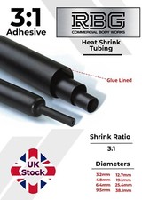 ADHESIVE HEAT SHRINK TUBE 3:1 BLACK HIGH QUALITY SHRINKS: 1M,5M,10M,20M,50M,100M