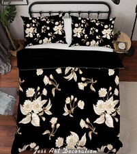 3D Floral Leaf Black Hydrangea Quilt Cover Set Duvet Cover Bedding Pillowcases